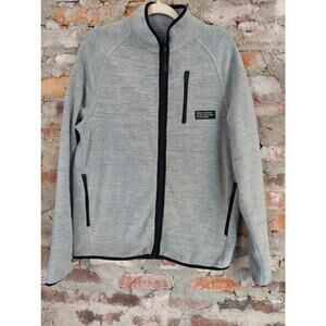 Primark Mens Full Zip Fleece Jacket L Gray Black Pockets Track Sweatshirt